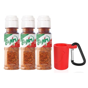 Mini Tajin Travel Set, Includes 3 Minnie Bottles of Tajin and Portable Keychain, Gifts For Deployment, Camping, Picnics, and Traveling