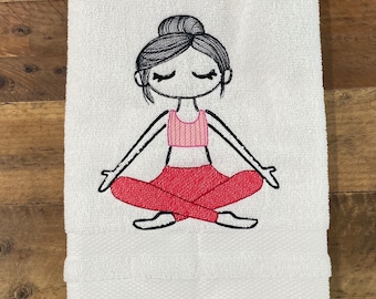 Toalla de mano de yoga bordada: Namaste Beauty, toalla de gimnasio