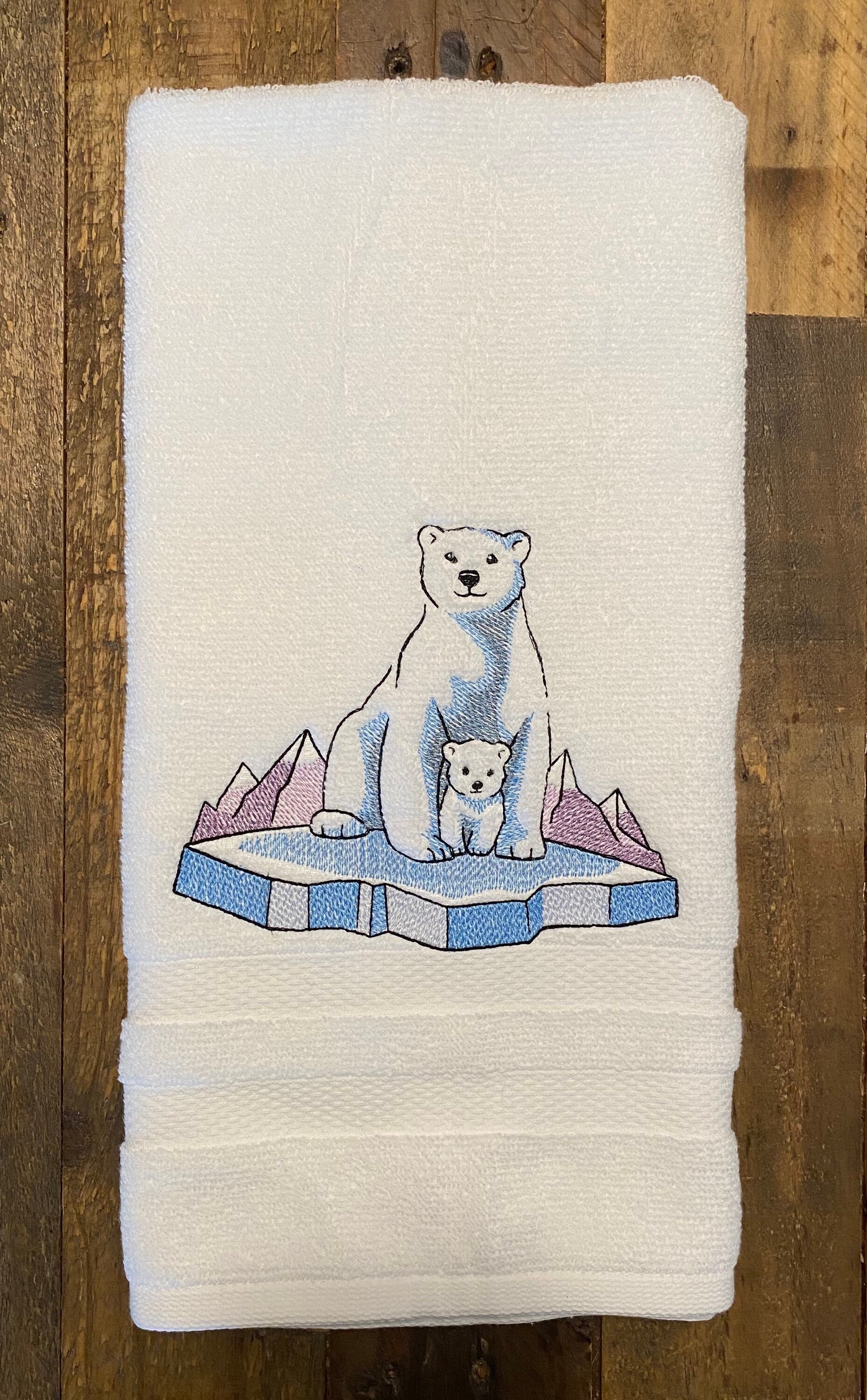 Cozy Arctic Polar Bears Hand Towel Embroidered Hand Towels. Etsy