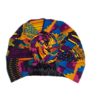 Satin Lined Pre-Tied Turban - Pre-Tied Head Wrap - Satin Lined Ankara Head Wrap - African Print Turban - Hair Cover - Kente Headwrap