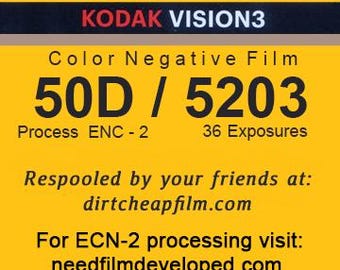 Kodak 5203 50D 35mm 36exp Vision3 Respooled Film