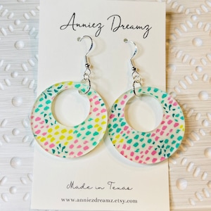 Spring Earrings, Dotted Earrings, Spring Circle Earrings