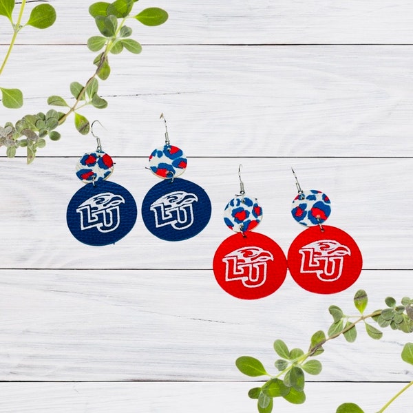 Liberty University Earrings, Liberty Flames, Liberty University, Cork and Leather Earrings