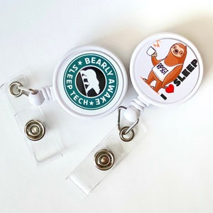 Sleep Tech retractable badge reel RPSGT badge Sleep Technologist badge