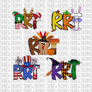 Fun Text RRT, Respiratory Therapist Digital Download 5 PNG Files ONLY