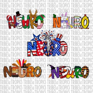 Fun Text Neuro, Neurology Digital Download 5 PNG Files ONLY