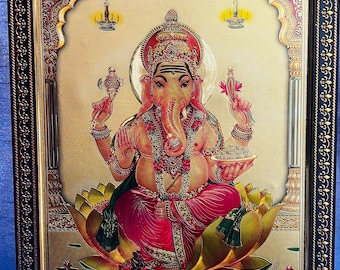 Ganesha,Vinayaka,Vinayagan Religious glitter Digital Photo Frame, Perfect Gift For Housewarming, Prayer Room Wall Decor For Puja