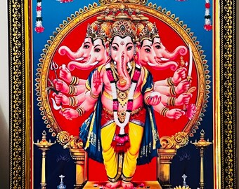 Panchamukha Ganesha,Vinayaka,Vinayagan Religious  Digital Photo Frame, Perfect Gift For Housewarming, Prayer Room Wall Decor For Puja
