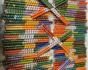 Dandiya Sticks Pair Wooden Multicolour Satin Navratri Raas Garba Dandiya Sticks