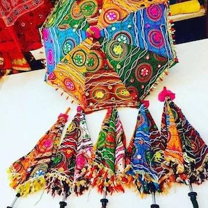Indian Vintage traditional Design Decorative Jaipur Umbrella Sun Parasol Wedding Birthday Party Decoration Lot Of Umbrella