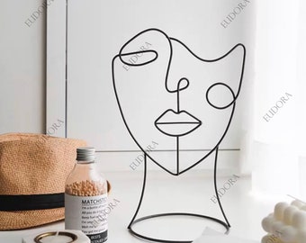 Handmade Wire Face and Hat Stand - Minimalist Home Decor - Free Shipping UK