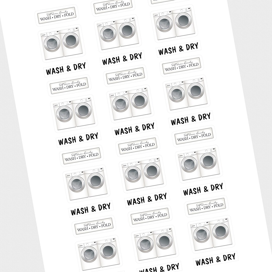 Wash Sticker Wash & Dry Icons - Daily Tasks - Two Sheets - Transparent Stickers ...
