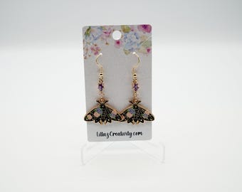 Floral Moth Earrings