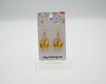 Bright Yellow Butterfly Earrings