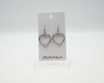 Silver Barbed Wire Heart Earrings