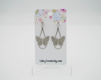 Silver Rhinestone Butterfly Stud Earrings