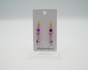 Purple and Gold Minimalist Earrings