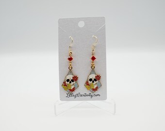 Skull Flower Earrings - Halloween