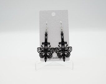 Dagger Butterfly Gothic Earrings