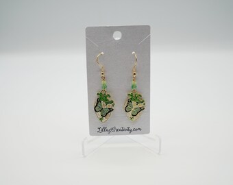 Whimsical Earthy Heart Butterfly Earrings