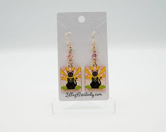 Square Tarot Cat Earrings - Halloween