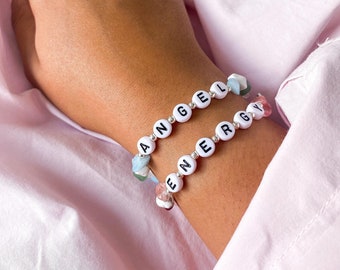 Crystal Bracelet | Angel & Energy | Duo | Jewellery | Manifesting | Positivity | Cute | Friendship Bracelets | Unisex | Letter Beads