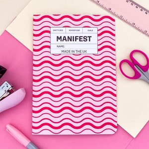 Wavy Print Manifesting Journal, For Journalling, Self-care, Less Stress And Anxiety, Scripting, Notebook For Manifesting, Self Help