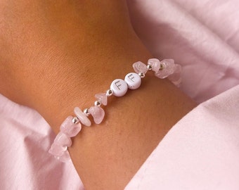 Personalisierte Kristallperlen Armband in Silber, Buchstabenperlen mit Name oder Wort, schönes Geschenk, ideal für Manifestation und Spiritualität