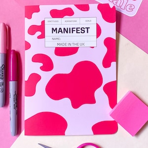 Cow Print Manifesting Journal, For Journalling, Self-care, Less Stress And Anxiety, Scripting, Notebook For Manifesting, Self Help