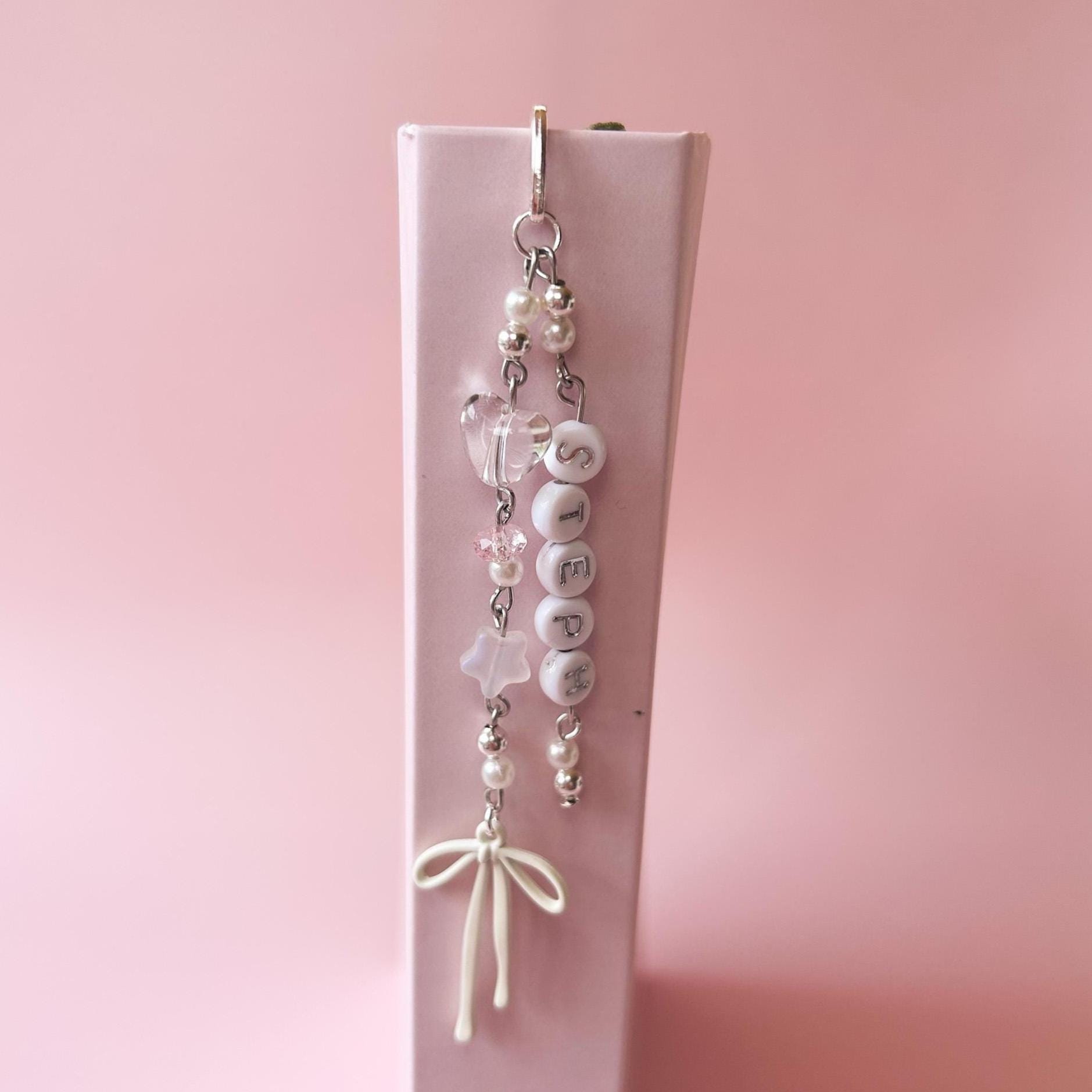 Personalised Bow Book Hook With Bow Charm, Assorted Bow Metal Bookmark With Name Or Word, Customised, Cute Gift, Silver Bookmark