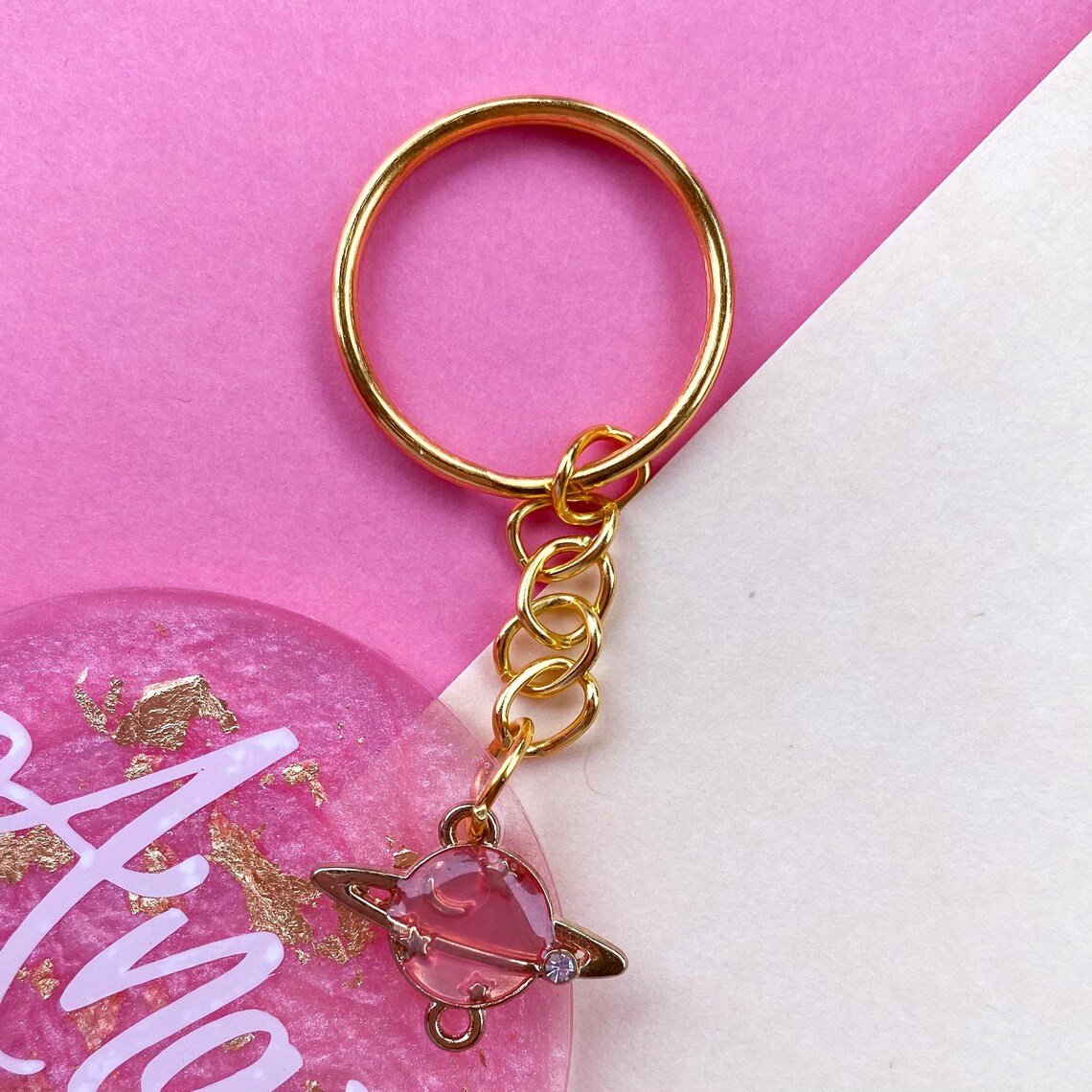 Personalised Name Keyring Customise Pink Gold Keychain Etsy