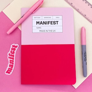 Pink And Red Manifesting Journal, For Journalling, Self-care, Less Stress And Anxiety, Scripting, Notebook For Manifesting, Self Help