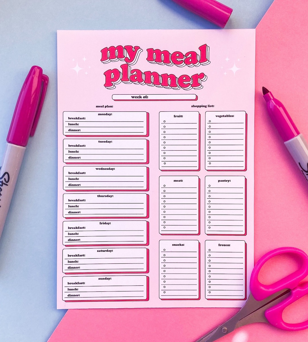 A5 or A4 My Meal Planner Notepad Meal Planner Shopping List 40 Pages