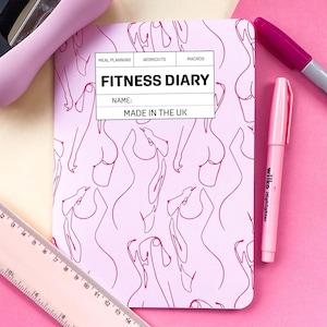 Body Print Fitness Journal, Sections For Macros, Workouts And Weekly Food Plan, Healthy Lifestyle, Wellness Notebook, Water Intake