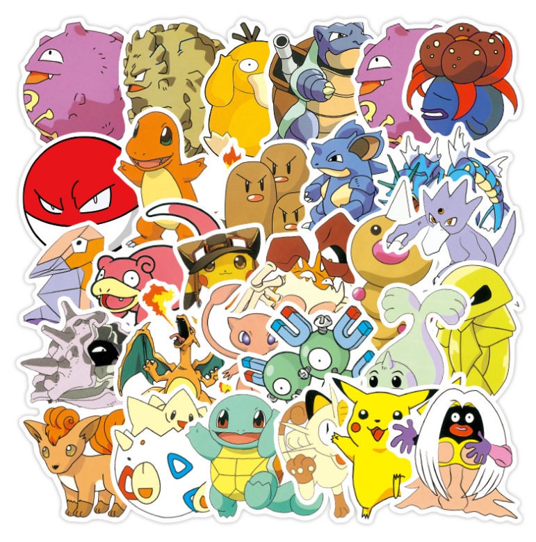 Pegatinas de Pokemon, 100 Uds., pegatinas geniales de Pikachu para botellas  de agua de hidrofrasco, pegatina de Pokemon para niños y adultos oso de  fresa Juguete