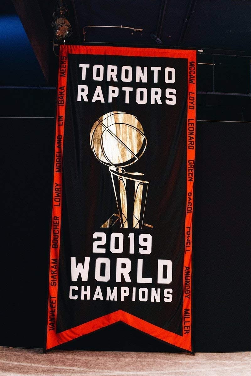 Raptors hang 2019 World Champions banner in Tampa arena