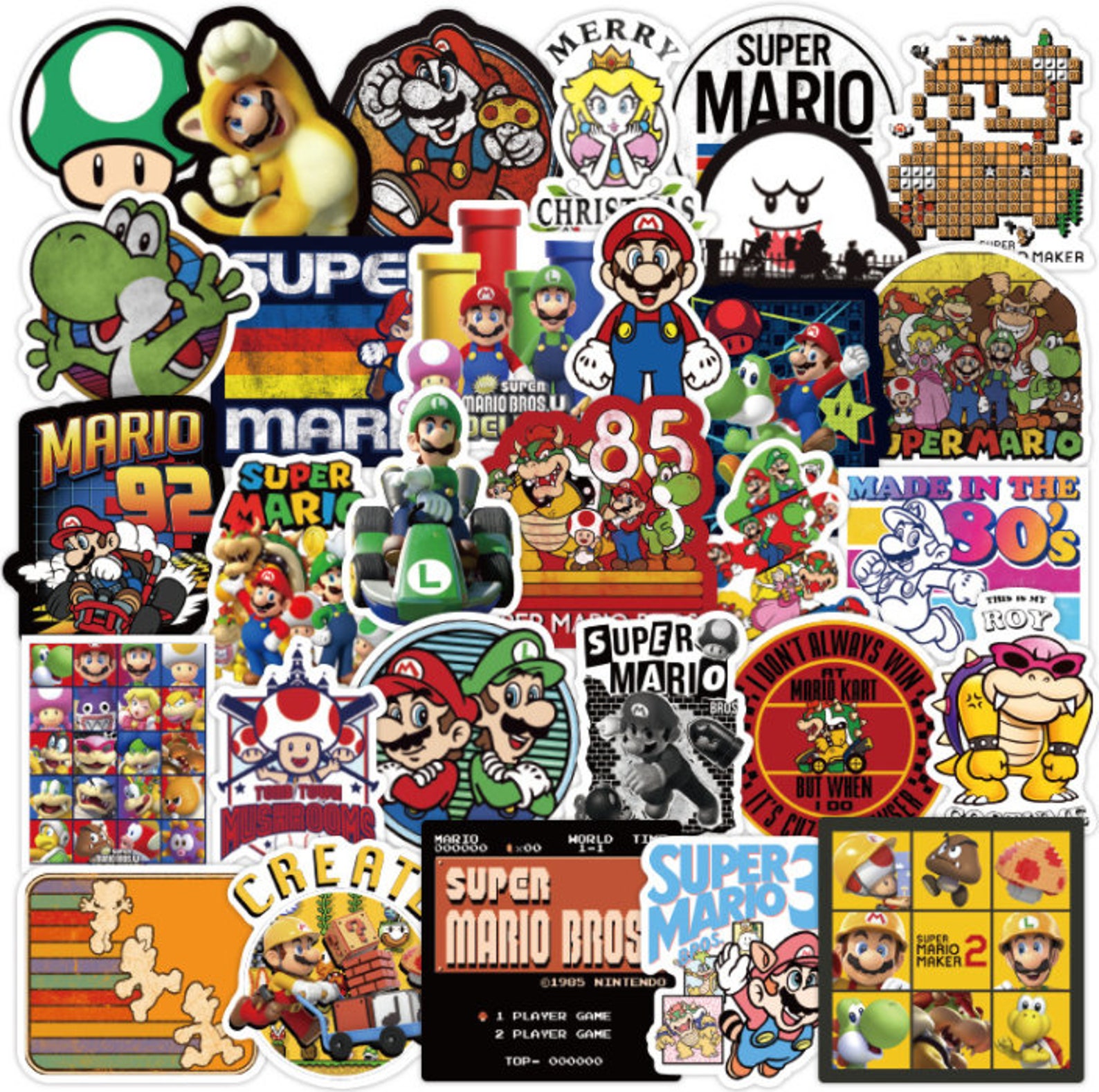 12 Mario Stickers Nintendo Laptop Sticker Decals Super | Etsy
