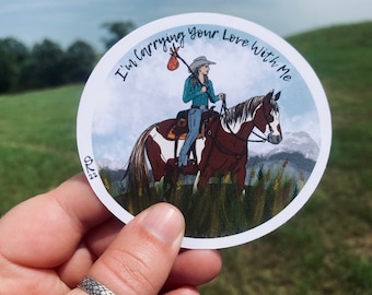 Traveling Cowgirl Waterproof Sticker