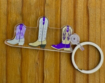 Purple Boot Trio Acrylic Keychain