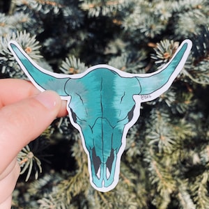 Turquoise Tie Dye Bison Skull Sticker