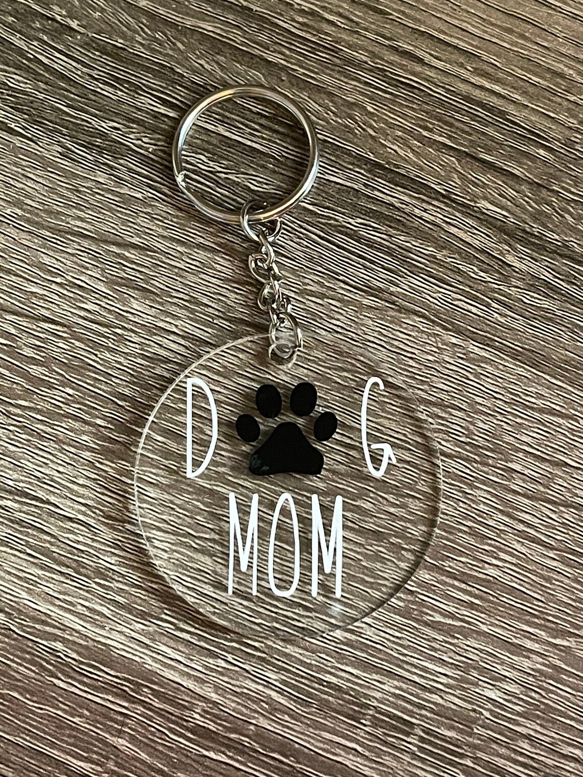 Dog Mom Acrylic Keychain 2 Circle Keychain Fur Mama Etsy