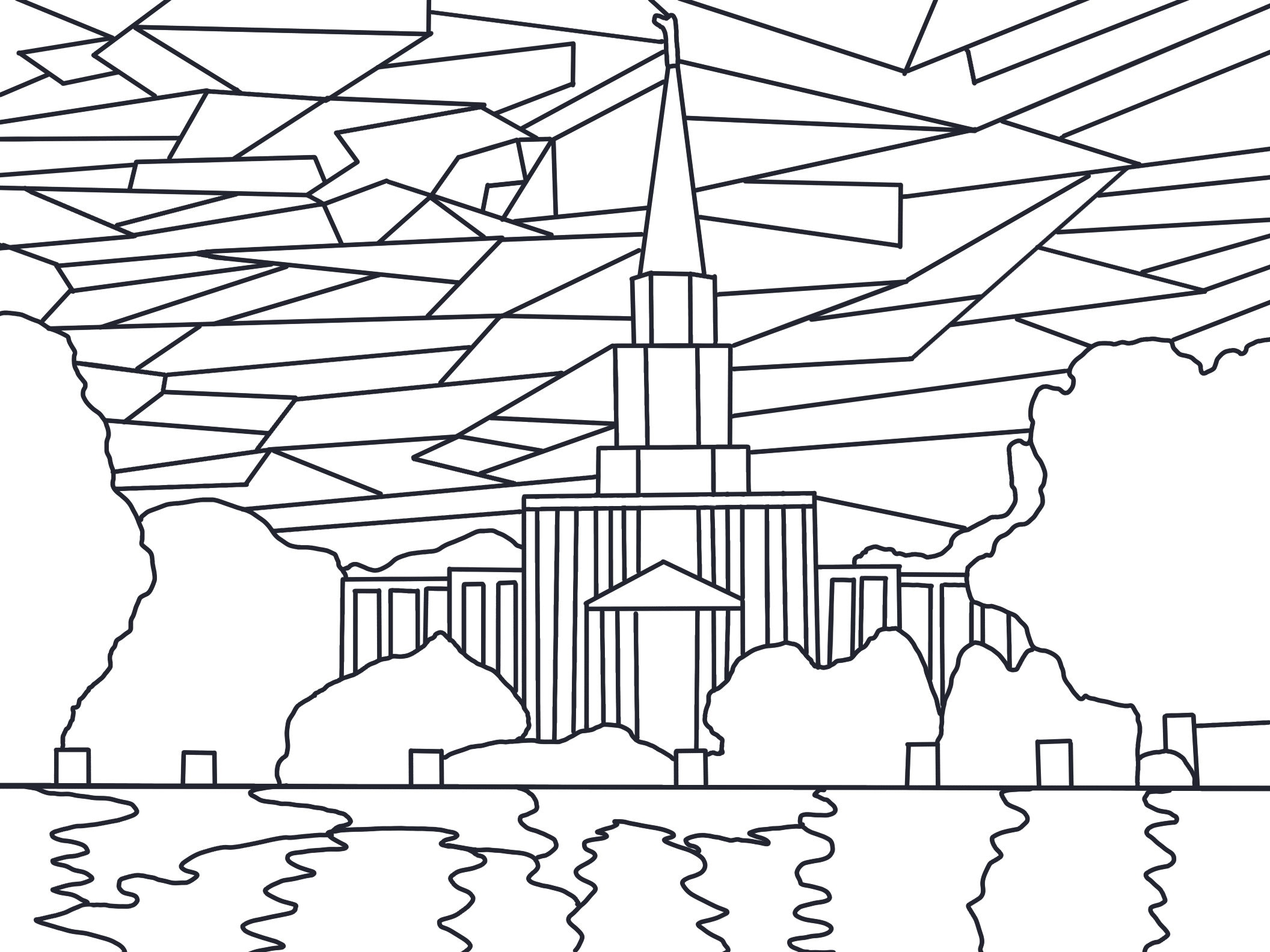 Houston Texas Temple Coloring Page - Etsy