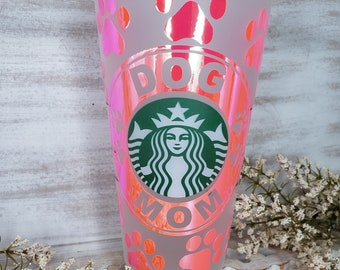 Custom Paw Print Starbucks tumbler, Reusable 24oz. Venti Cold Cup, Personalized Paw Print