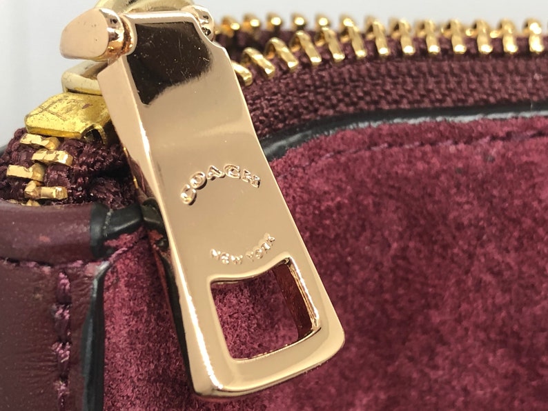 Coach Kacey Satchel Suede Leather Handbag Cranberry and Gold - Etsy