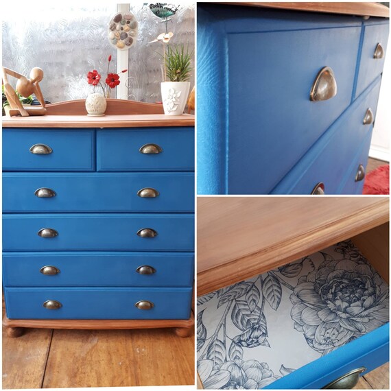 Upcycled blue deals chest of drawers