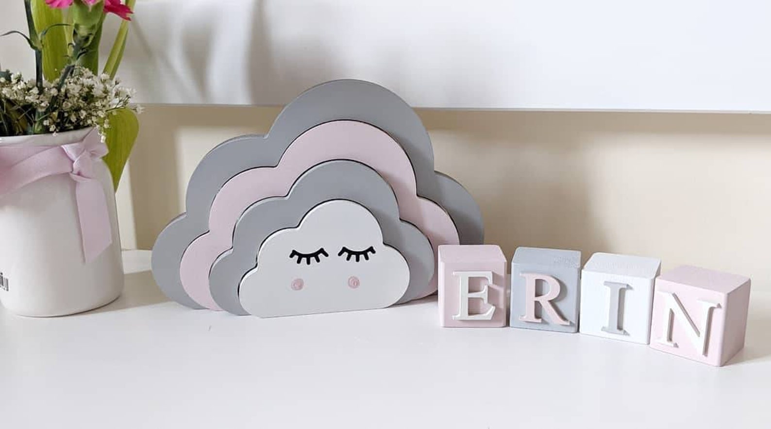 Stacking clouds nursery decor girls bedroom clouds for Etsy