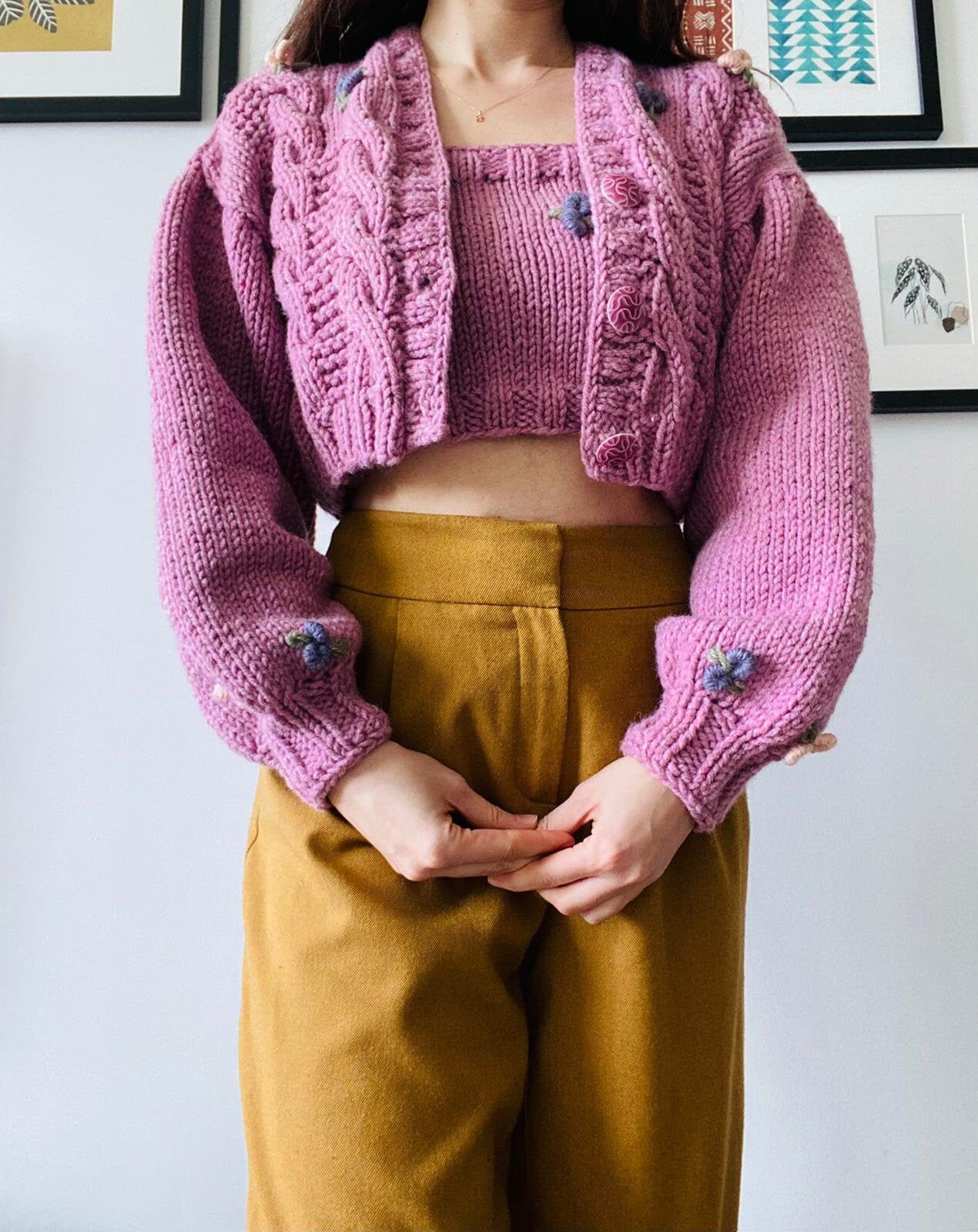 chunky floral cardigan