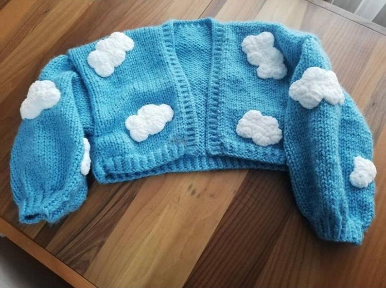 super sweet blue sky white clouds sweater for women warm etsy mavi hirka kiyafetler elisi orgu