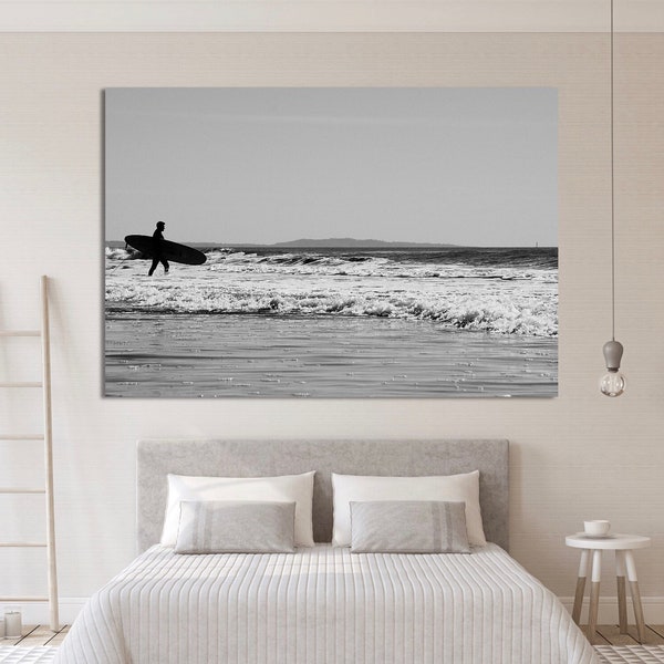 Surfer Going Out Ocean Wave Hanging Photograph Fine Art Print or HD Aluminum Print