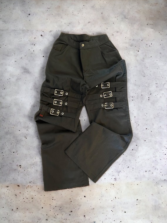 Metal Minx Street Wide Leg Buckle Pants Size 28 Goth Metal
